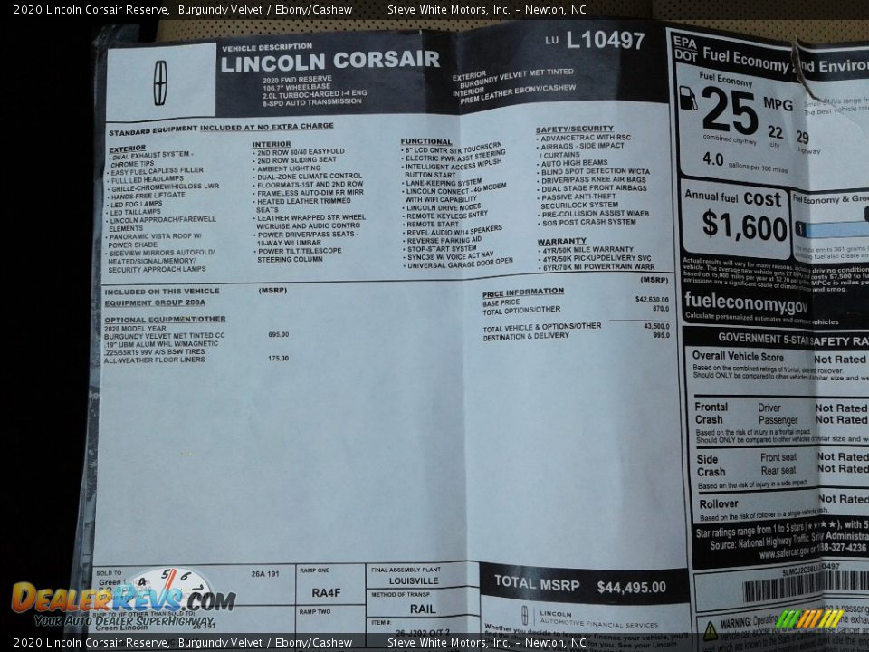 2020 Lincoln Corsair Reserve Burgundy Velvet / Ebony/Cashew Photo #33