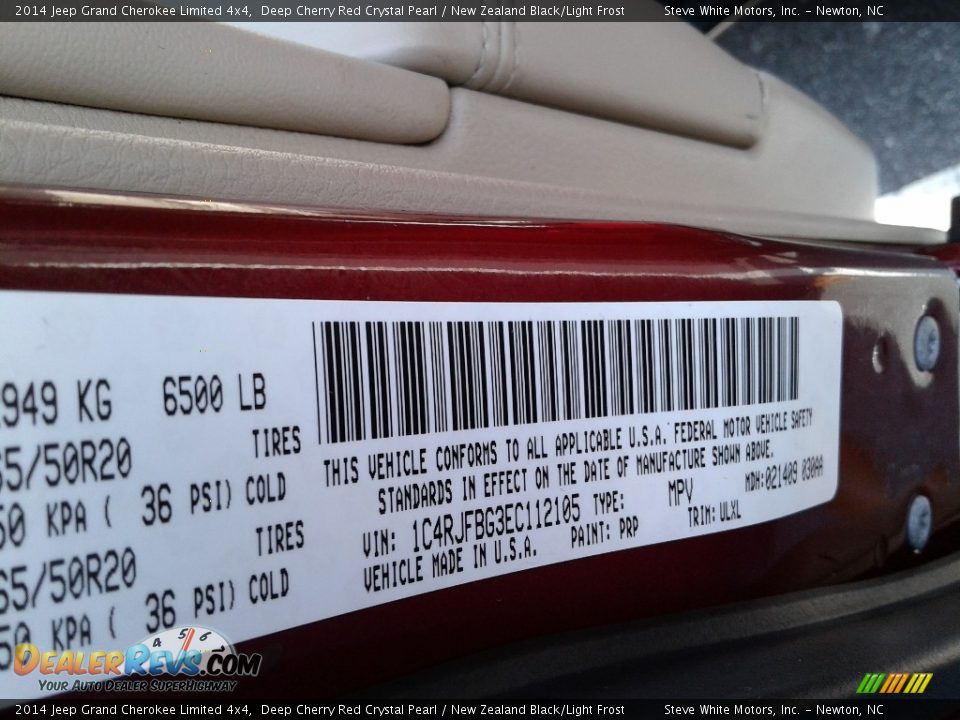 2014 Jeep Grand Cherokee Limited 4x4 Deep Cherry Red Crystal Pearl / New Zealand Black/Light Frost Photo #35