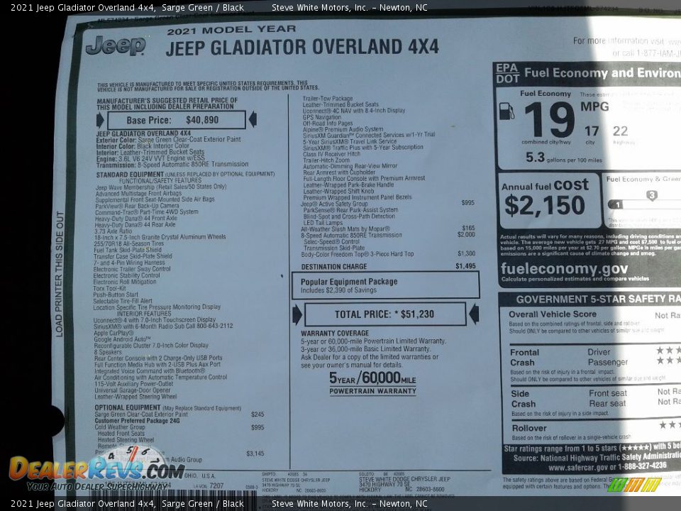 2021 Jeep Gladiator Overland 4x4 Sarge Green / Black Photo #30