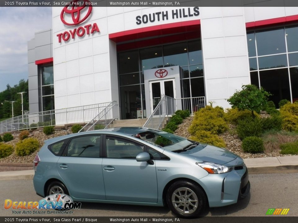 2015 Toyota Prius v Four Sea Glass Pearl / Bisque Photo #2