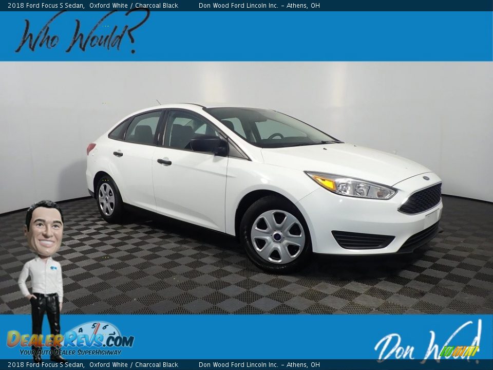 2018 Ford Focus S Sedan Oxford White / Charcoal Black Photo #1