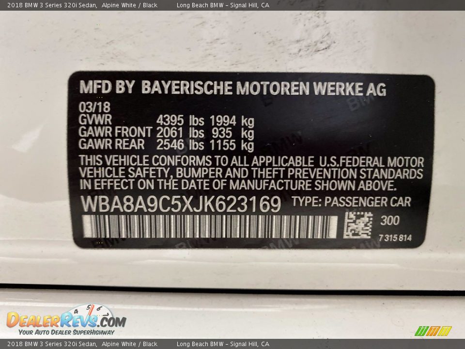 2018 BMW 3 Series 320i Sedan Alpine White / Black Photo #35