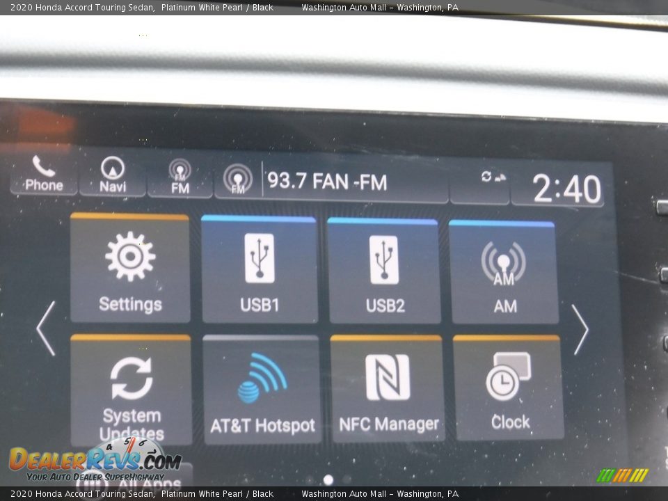 2020 Honda Accord Touring Sedan Platinum White Pearl / Black Photo #5