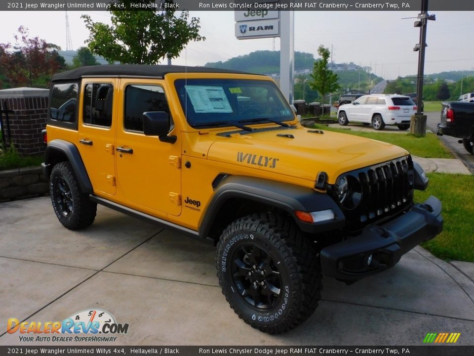 2021 Jeep Wrangler Unlimited Willys 4x4 Hellayella / Black Photo #3