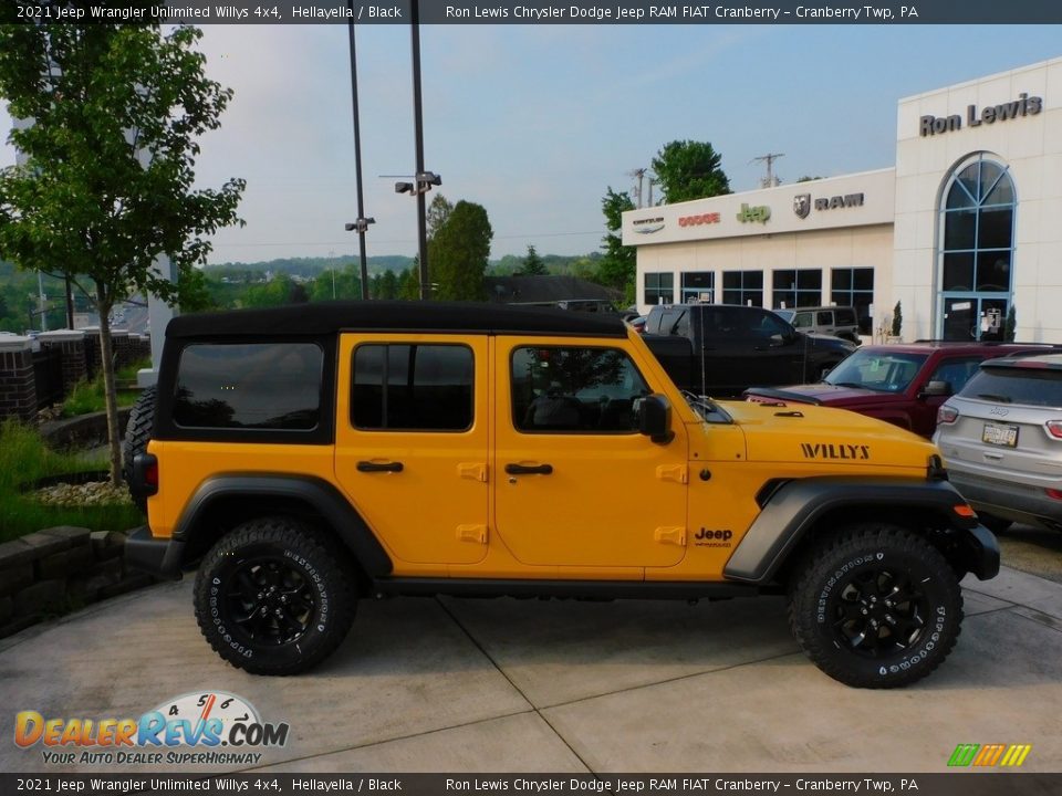 2021 Jeep Wrangler Unlimited Willys 4x4 Hellayella / Black Photo #4