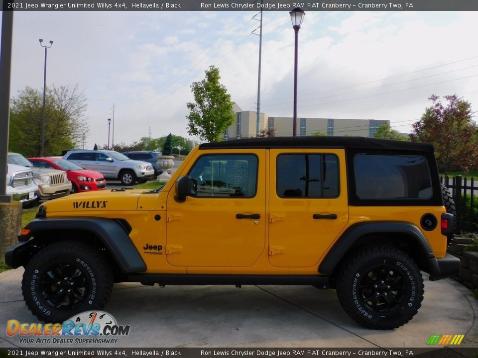 2021 Jeep Wrangler Unlimited Willys 4x4 Hellayella / Black Photo #9