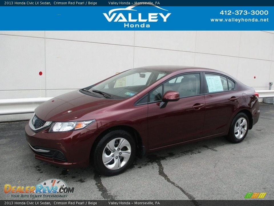 2013 Honda Civic LX Sedan Crimson Red Pearl / Beige Photo #1