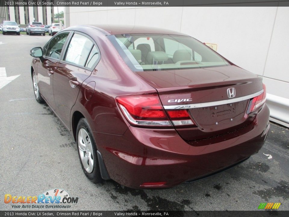 2013 Honda Civic LX Sedan Crimson Red Pearl / Beige Photo #3