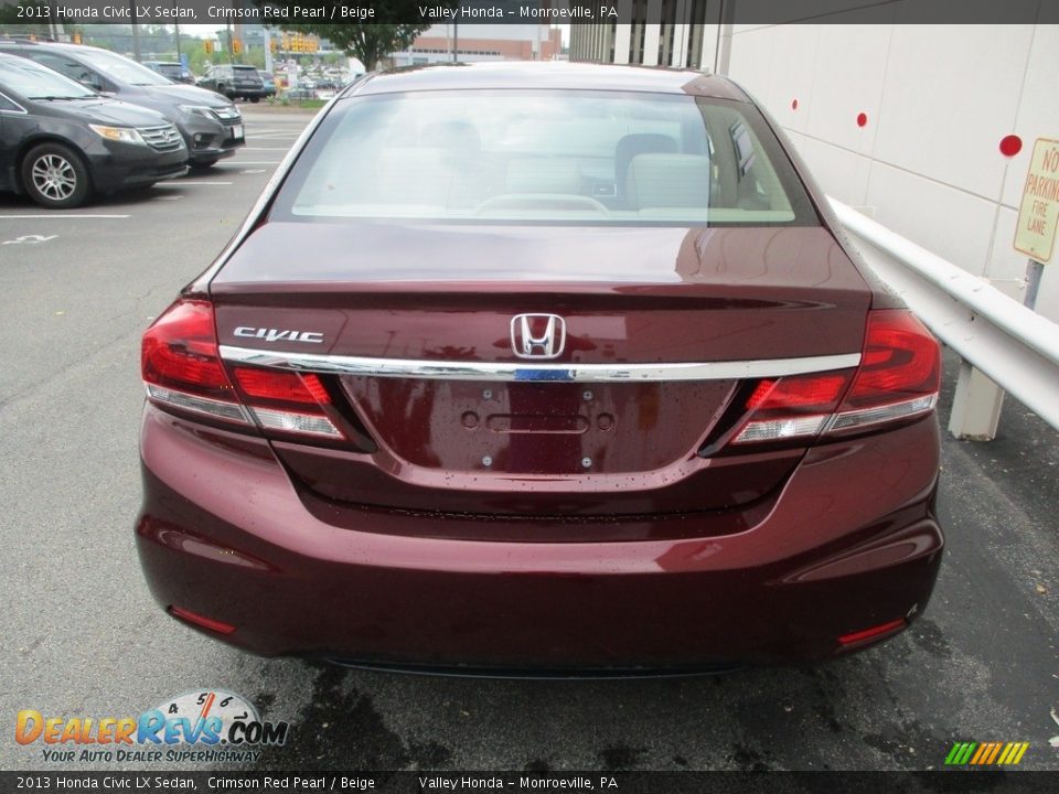 2013 Honda Civic LX Sedan Crimson Red Pearl / Beige Photo #4