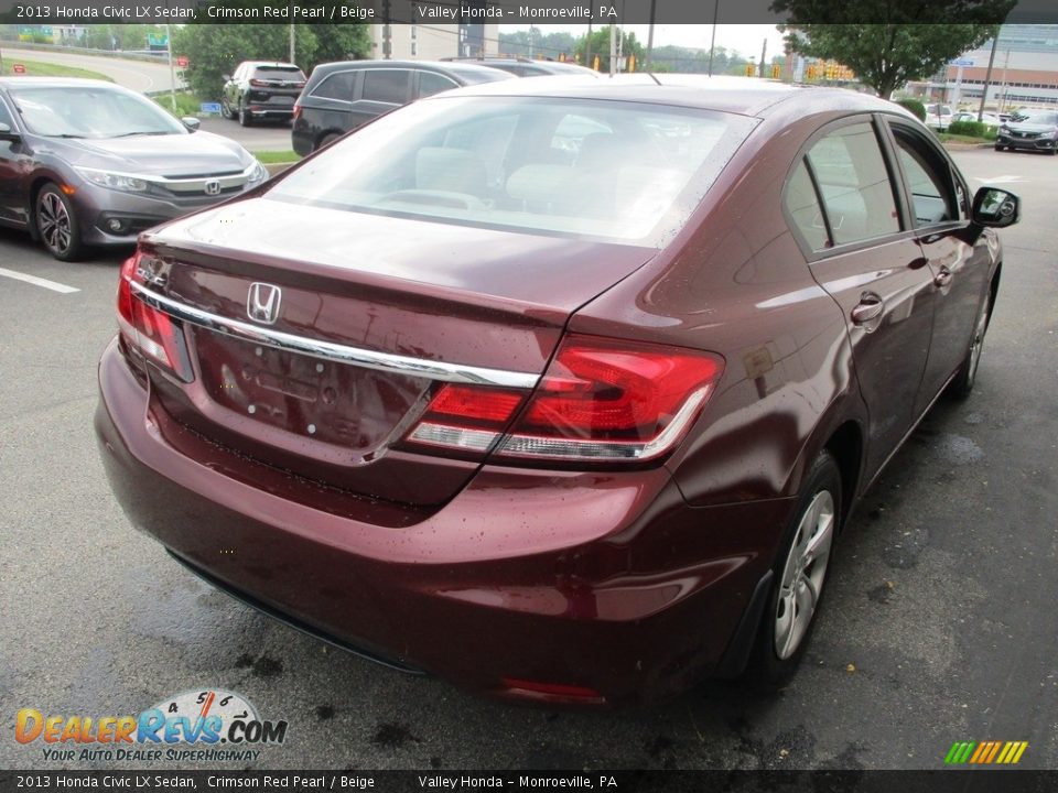 2013 Honda Civic LX Sedan Crimson Red Pearl / Beige Photo #5