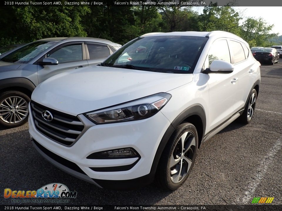 2018 Hyundai Tucson Sport AWD Dazzling White / Beige Photo #1