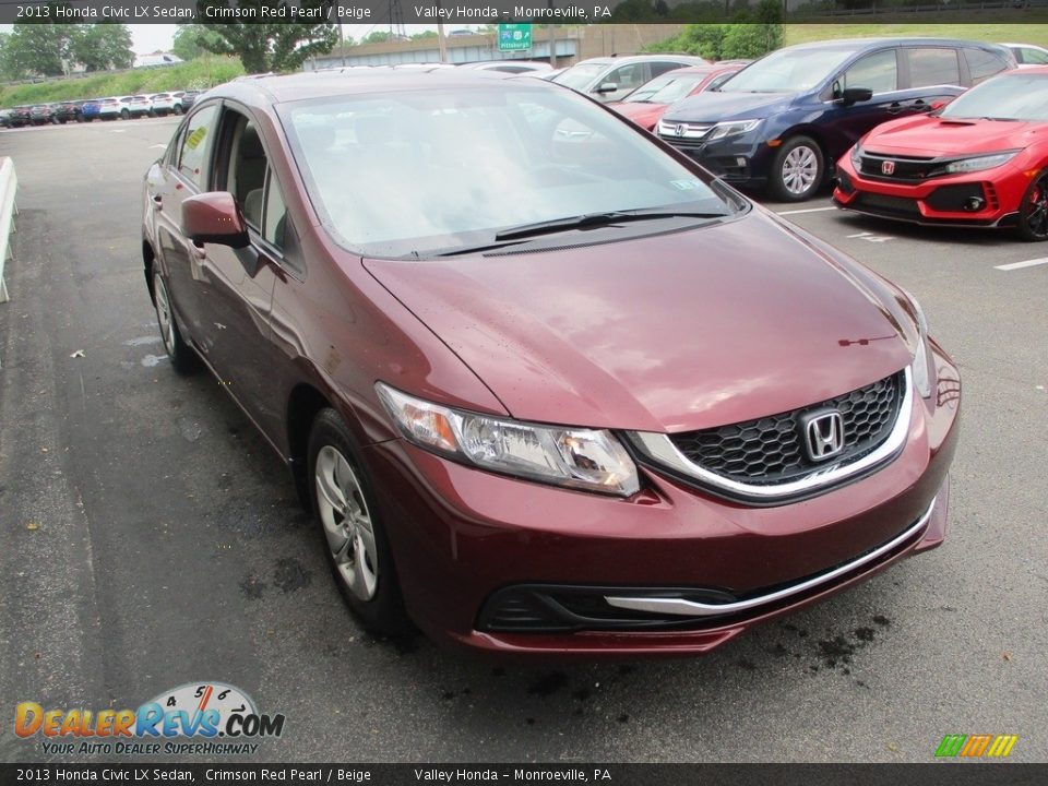 2013 Honda Civic LX Sedan Crimson Red Pearl / Beige Photo #7