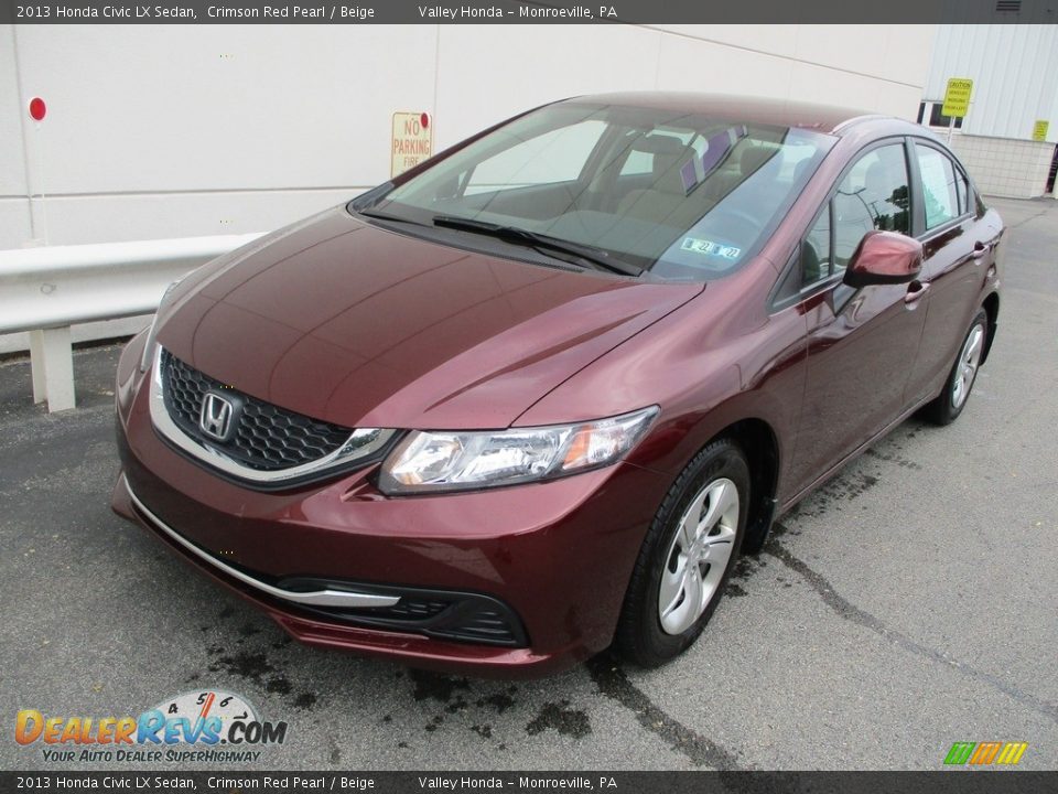 2013 Honda Civic LX Sedan Crimson Red Pearl / Beige Photo #9