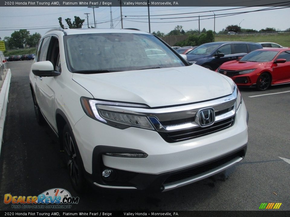 2020 Honda Pilot Touring AWD Platinum White Pearl / Beige Photo #7