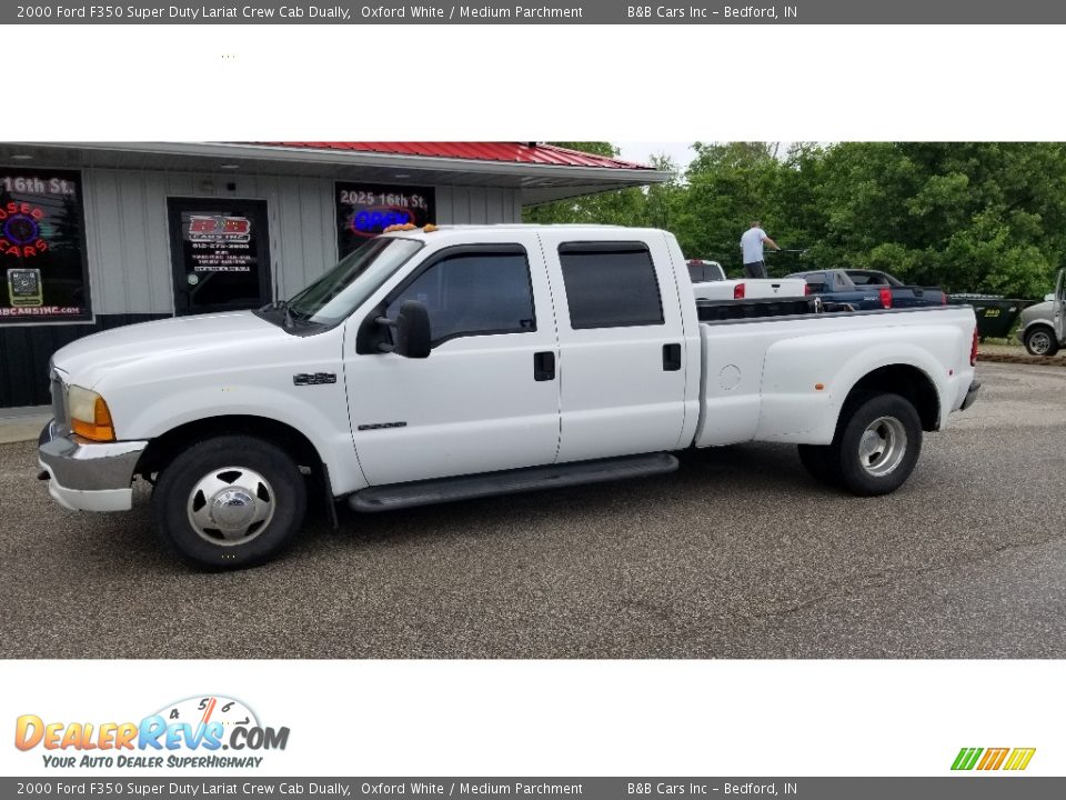 2000 Ford F350 Super Duty Lariat Crew Cab Dually Oxford White / Medium Parchment Photo #2