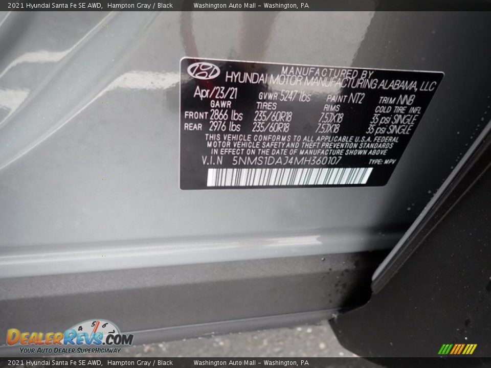 2021 Hyundai Santa Fe SE AWD Hampton Gray / Black Photo #12
