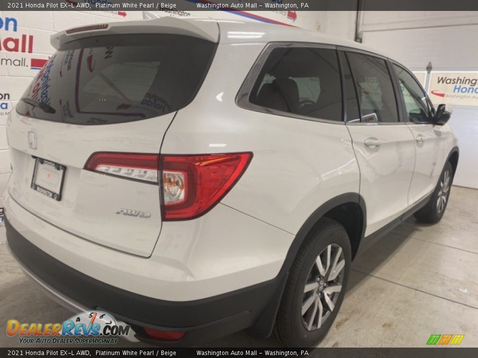 2021 Honda Pilot EX-L AWD Platinum White Pearl / Beige Photo #3