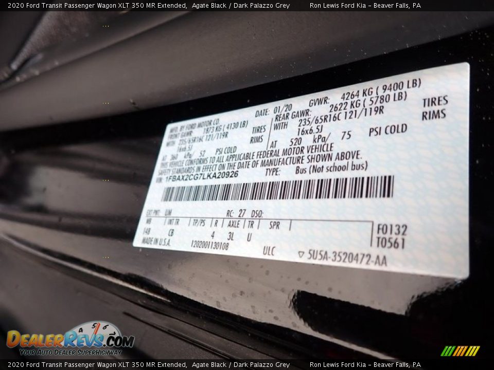 2020 Ford Transit Passenger Wagon XLT 350 MR Extended Agate Black / Dark Palazzo Grey Photo #17