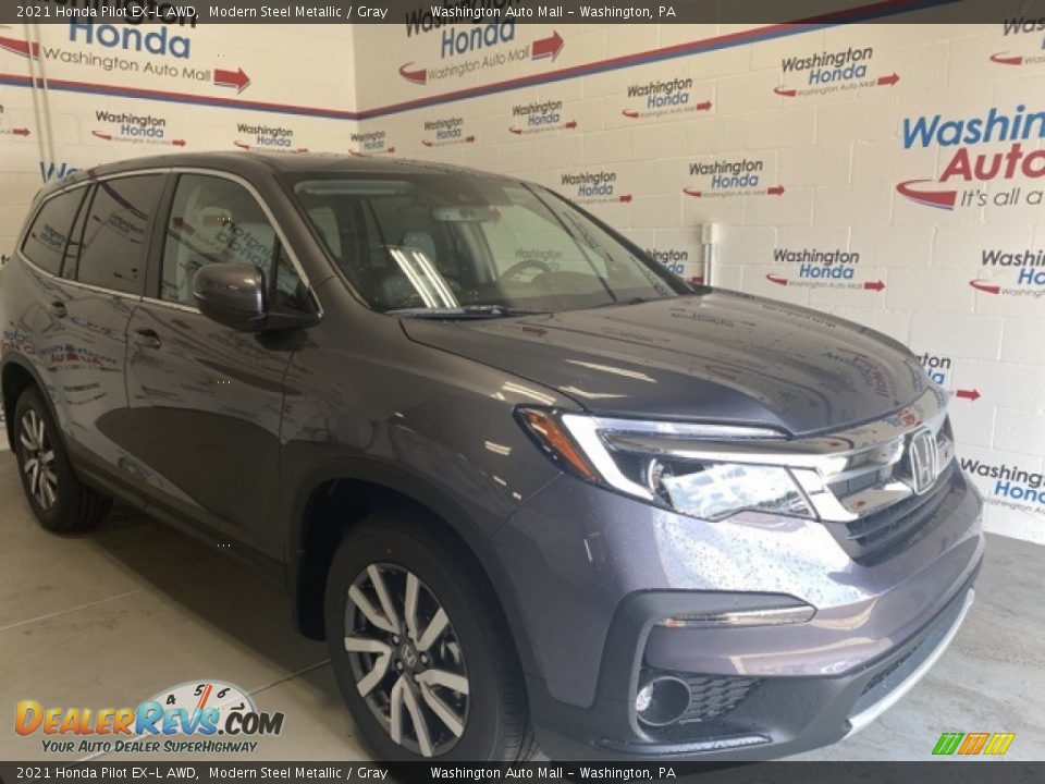 2021 Honda Pilot EX-L AWD Modern Steel Metallic / Gray Photo #1