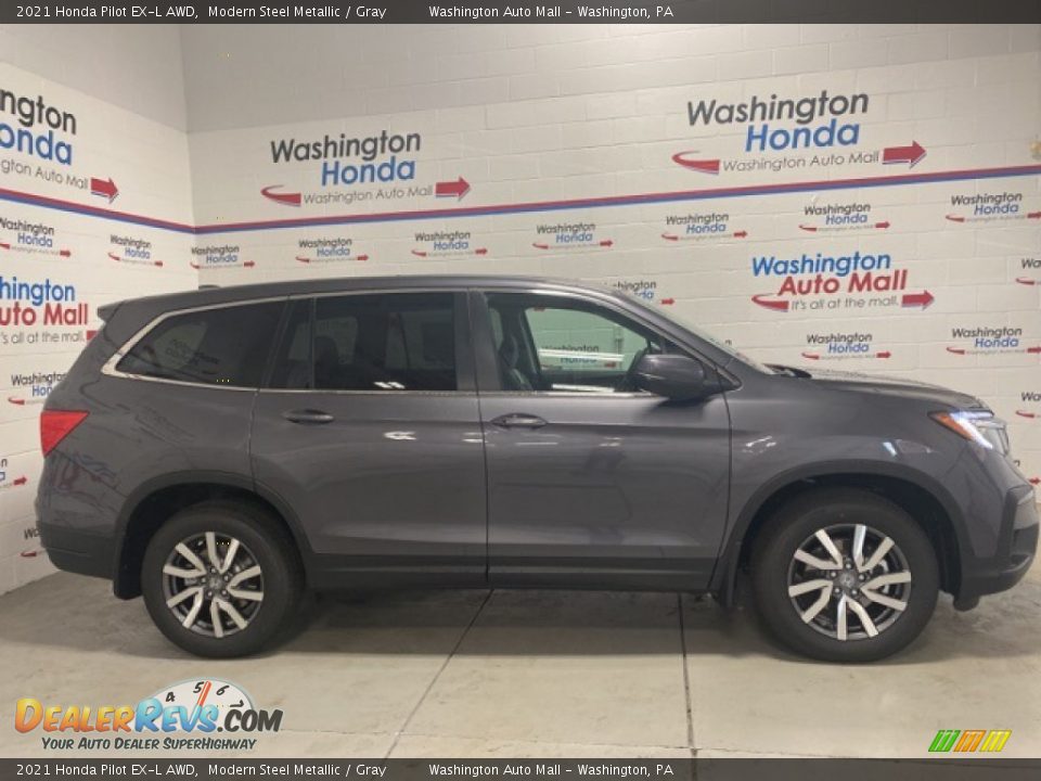 2021 Honda Pilot EX-L AWD Modern Steel Metallic / Gray Photo #2