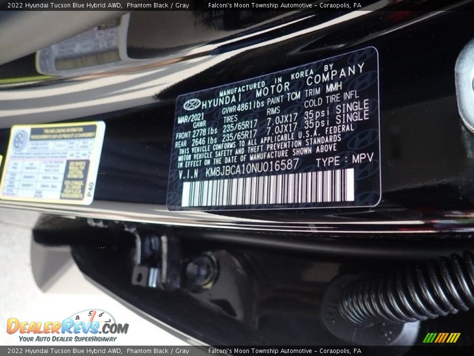 2022 Hyundai Tucson Blue Hybrid AWD Phantom Black / Gray Photo #13
