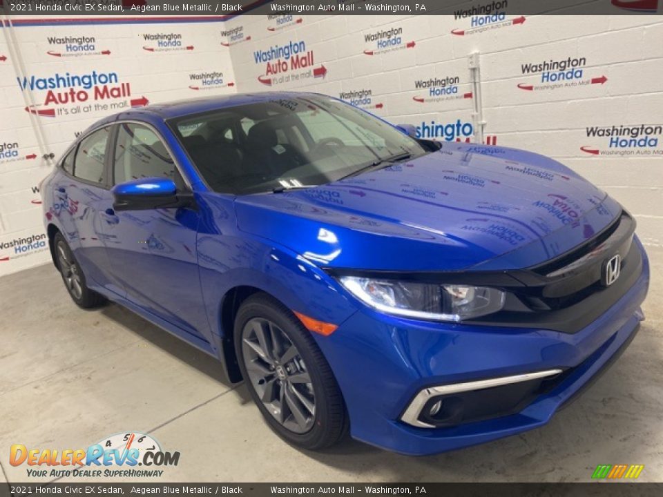 2021 Honda Civic EX Sedan Aegean Blue Metallic / Black Photo #2