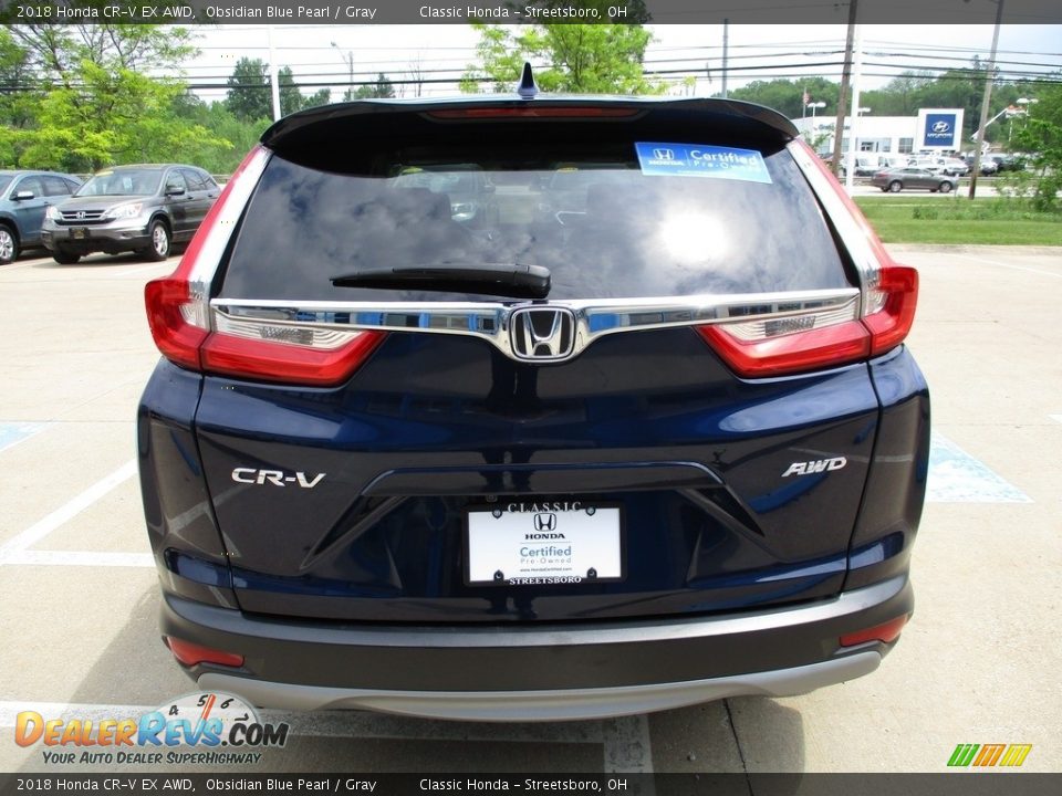 2018 Honda CR-V EX AWD Obsidian Blue Pearl / Gray Photo #8