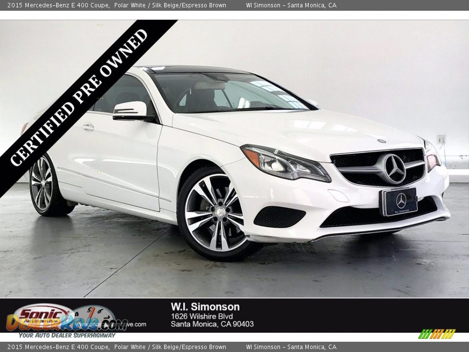 2015 Mercedes-Benz E 400 Coupe Polar White / Silk Beige/Espresso Brown Photo #1