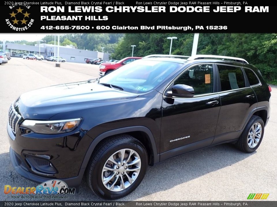 2020 Jeep Cherokee Latitude Plus Diamond Black Crystal Pearl / Black Photo #1