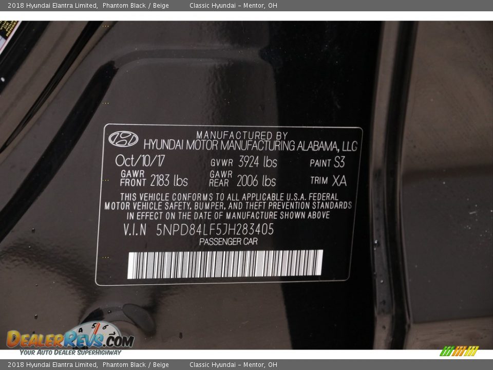 2018 Hyundai Elantra Limited Phantom Black / Beige Photo #18