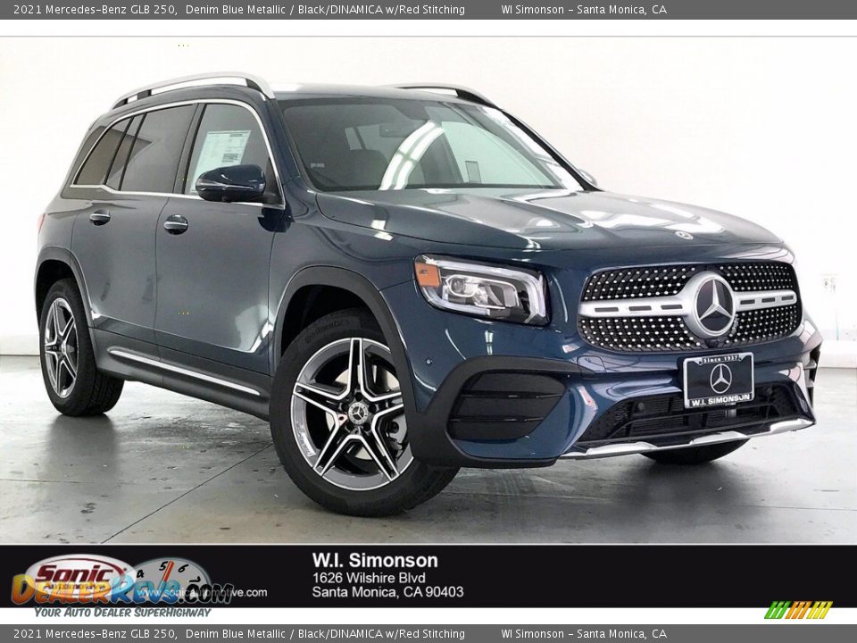 2021 Mercedes-Benz GLB 250 Denim Blue Metallic / Black/DINAMICA w/Red Stitching Photo #1