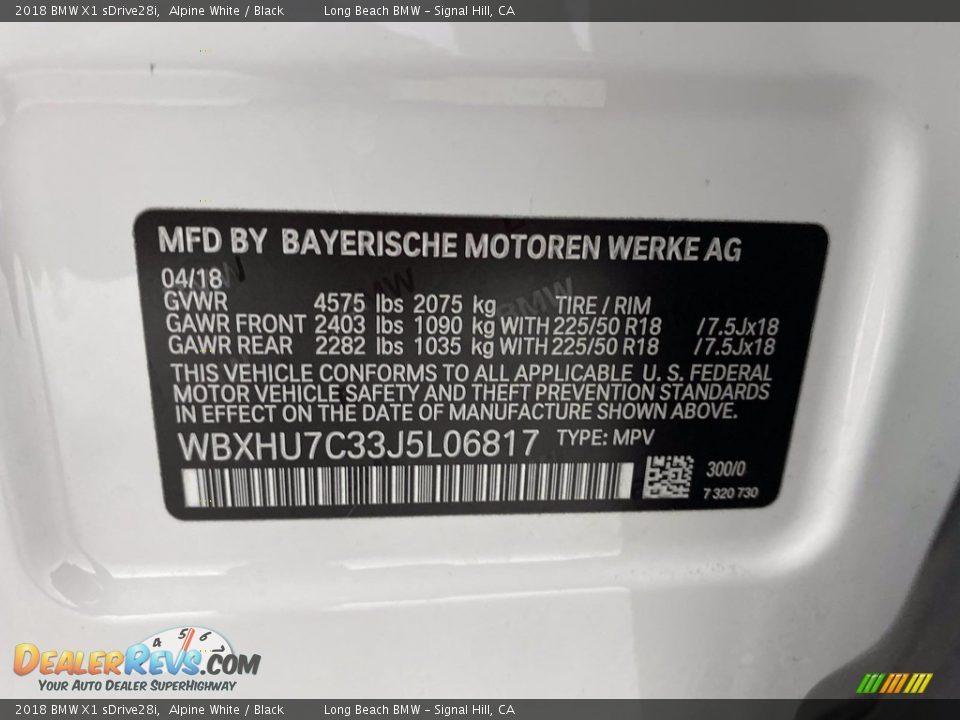 2018 BMW X1 sDrive28i Alpine White / Black Photo #36