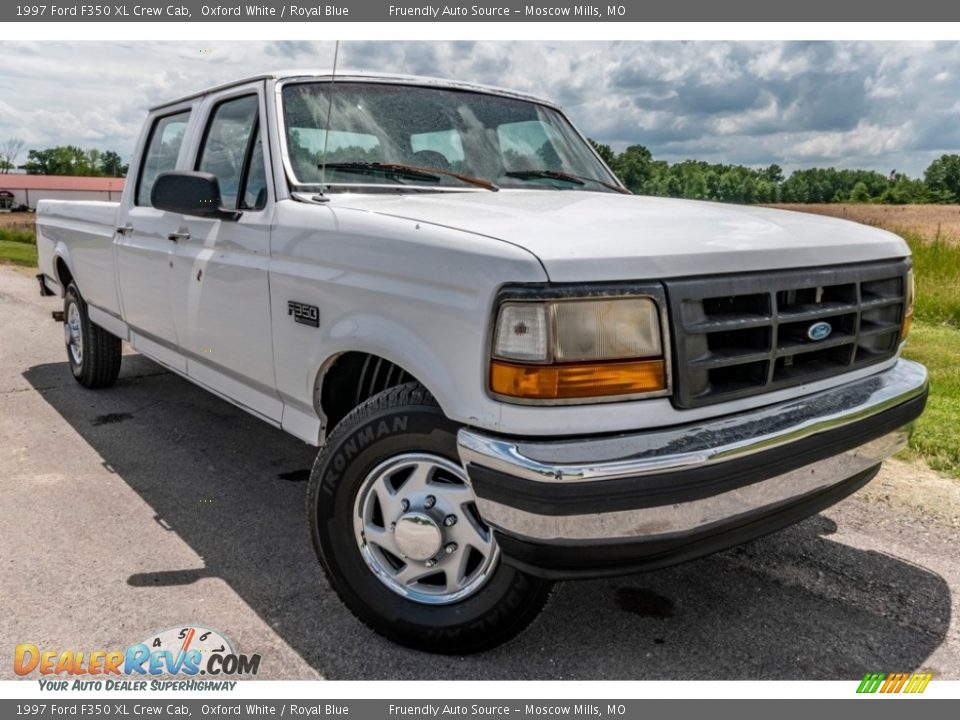 1997 Ford F350 XL Crew Cab Oxford White / Royal Blue Photo #1