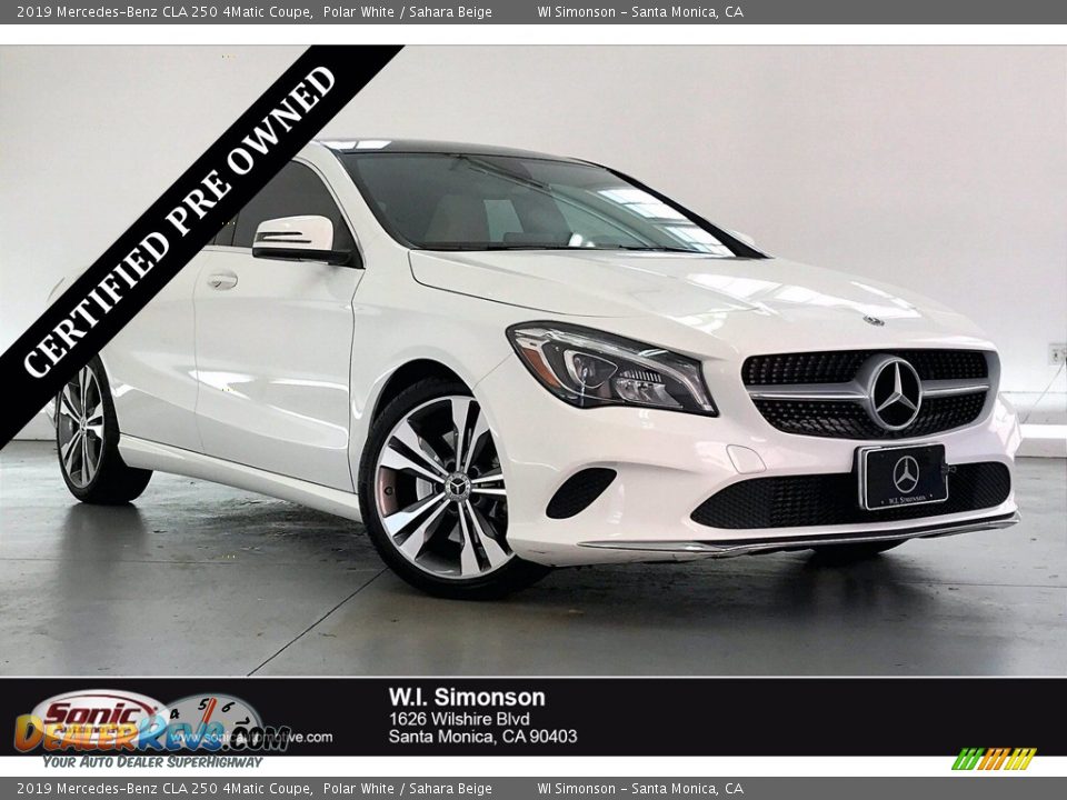 2019 Mercedes-Benz CLA 250 4Matic Coupe Polar White / Sahara Beige Photo #1