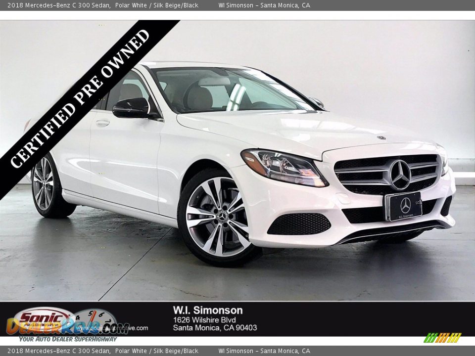 2018 Mercedes-Benz C 300 Sedan Polar White / Silk Beige/Black Photo #1