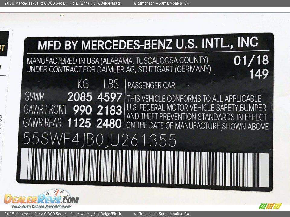 2018 Mercedes-Benz C 300 Sedan Polar White / Silk Beige/Black Photo #33