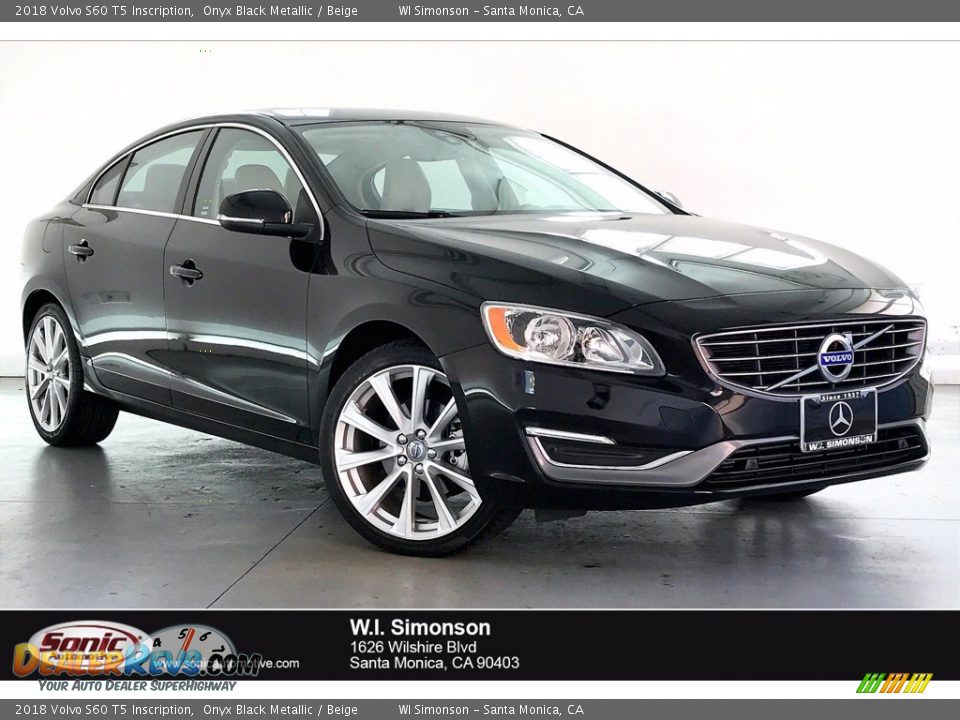 2018 Volvo S60 T5 Inscription Onyx Black Metallic / Beige Photo #1