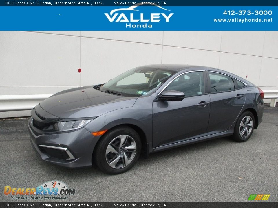 2019 Honda Civic LX Sedan Modern Steel Metallic / Black Photo #1