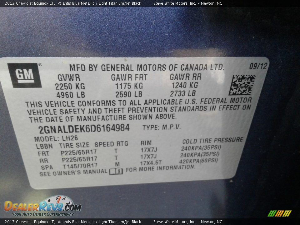 2013 Chevrolet Equinox LT Atlantis Blue Metallic / Light Titanium/Jet Black Photo #30