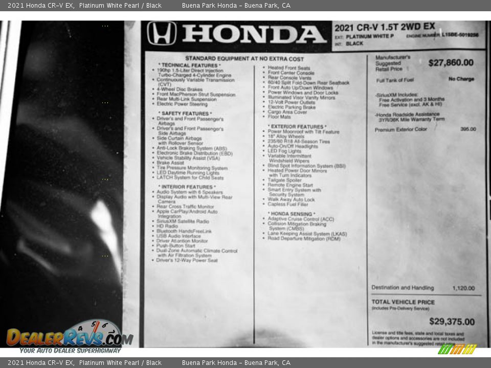 2021 Honda CR-V EX Platinum White Pearl / Black Photo #36