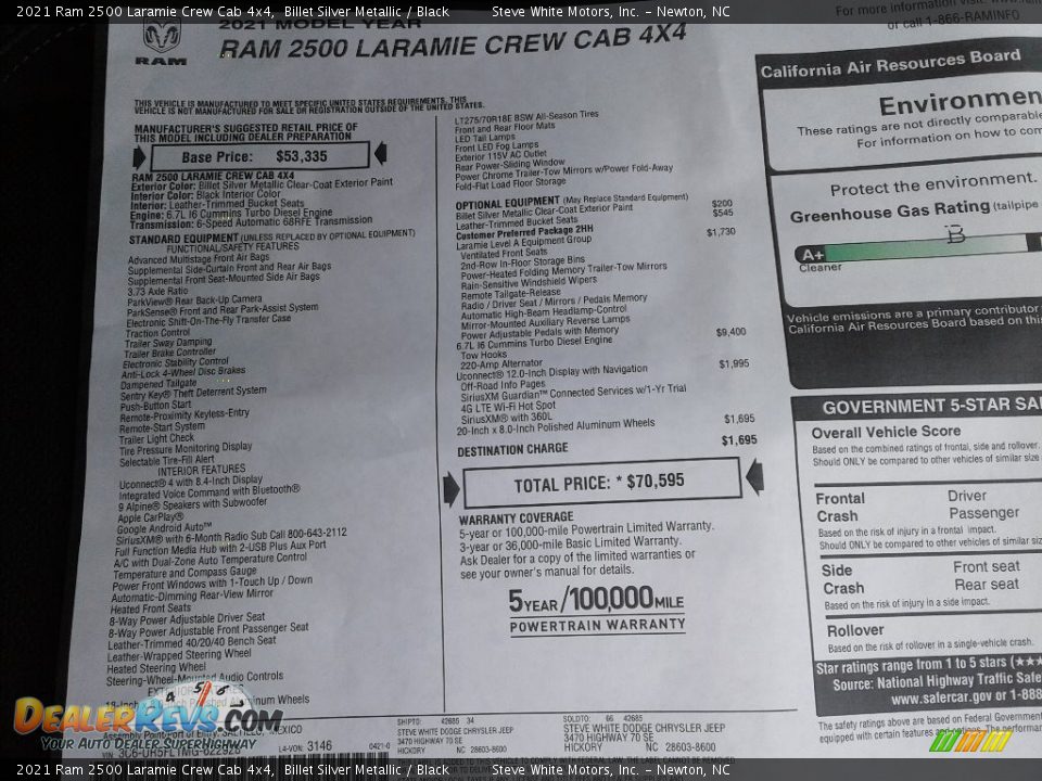 2021 Ram 2500 Laramie Crew Cab 4x4 Billet Silver Metallic / Black Photo #33