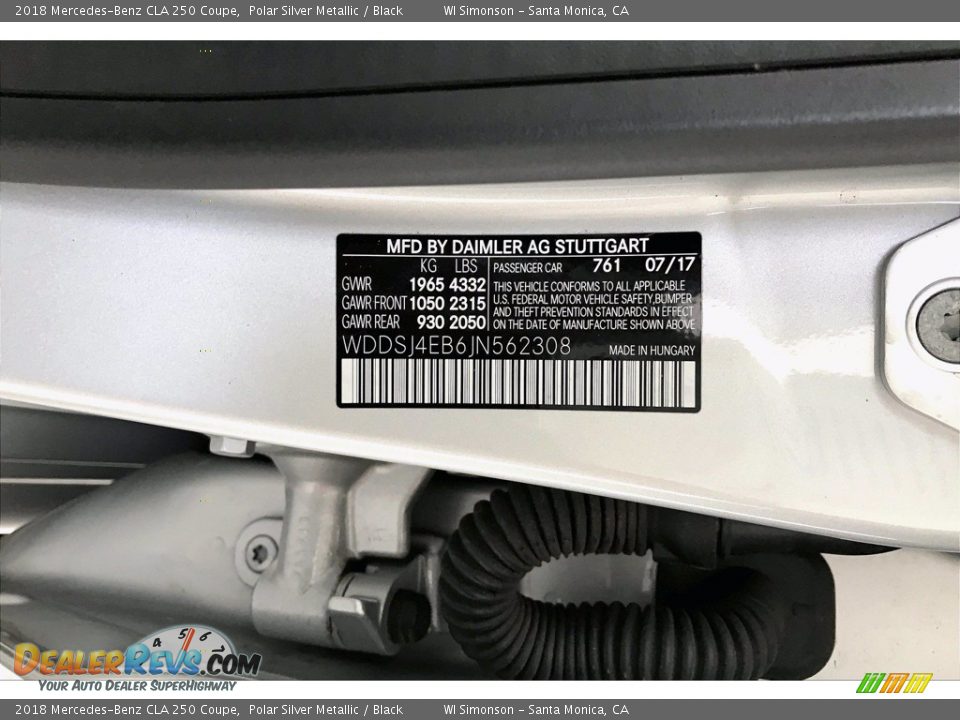 2018 Mercedes-Benz CLA 250 Coupe Polar Silver Metallic / Black Photo #33
