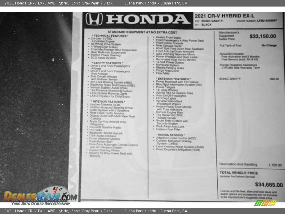 2021 Honda CR-V EX-L AWD Hybrid Sonic Gray Pearl / Black Photo #36