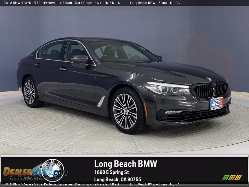 2018 BMW 5 Series 530e iPerfomance Sedan Dark Graphite Metallic / Black Photo #1