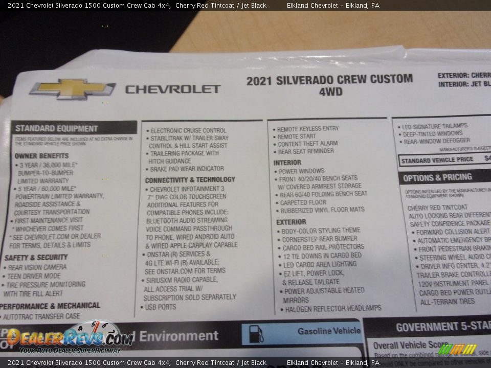 2021 Chevrolet Silverado 1500 Custom Crew Cab 4x4 Cherry Red Tintcoat / Jet Black Photo #34