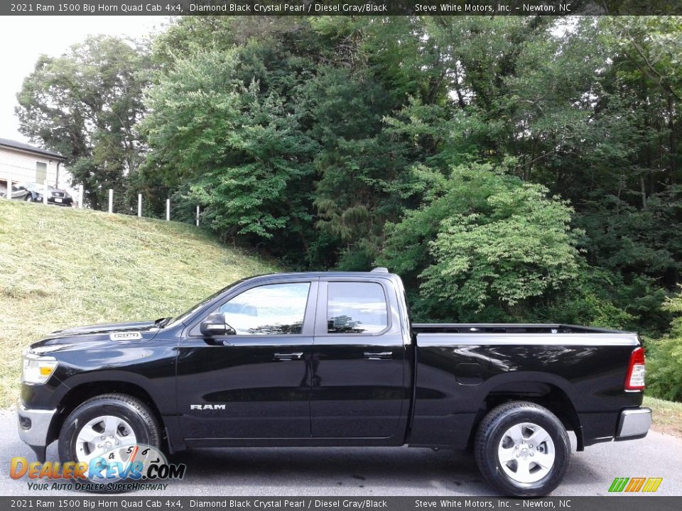 2021 Ram 1500 Big Horn Quad Cab 4x4 Diamond Black Crystal Pearl / Diesel Gray/Black Photo #1