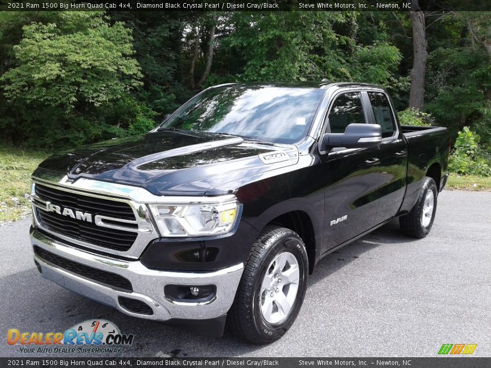 2021 Ram 1500 Big Horn Quad Cab 4x4 Diamond Black Crystal Pearl / Diesel Gray/Black Photo #2
