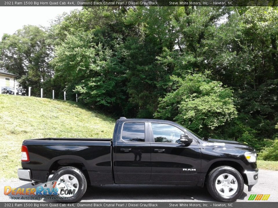 2021 Ram 1500 Big Horn Quad Cab 4x4 Diamond Black Crystal Pearl / Diesel Gray/Black Photo #5