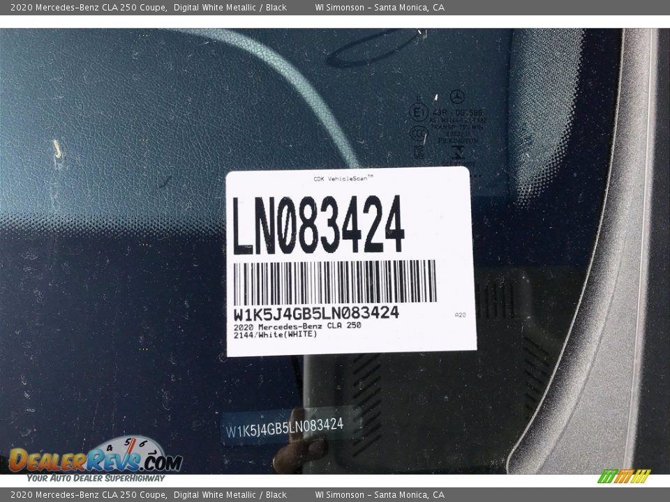 2020 Mercedes-Benz CLA 250 Coupe Digital White Metallic / Black Photo #11