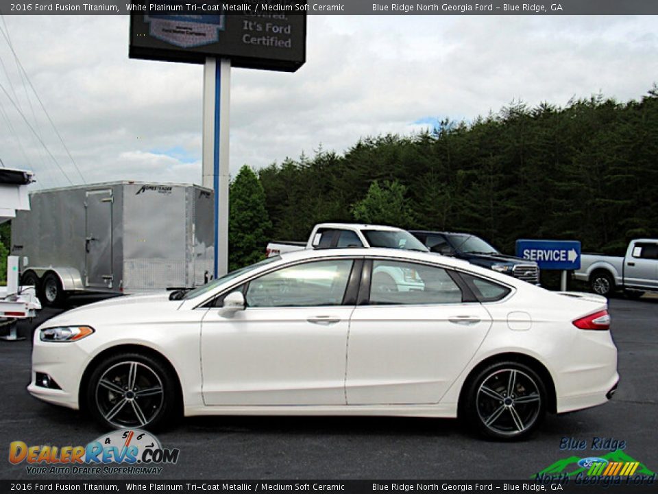 2016 Ford Fusion Titanium White Platinum Tri-Coat Metallic / Medium Soft Ceramic Photo #2